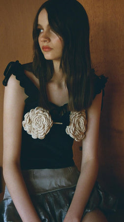 Cream Flora Top