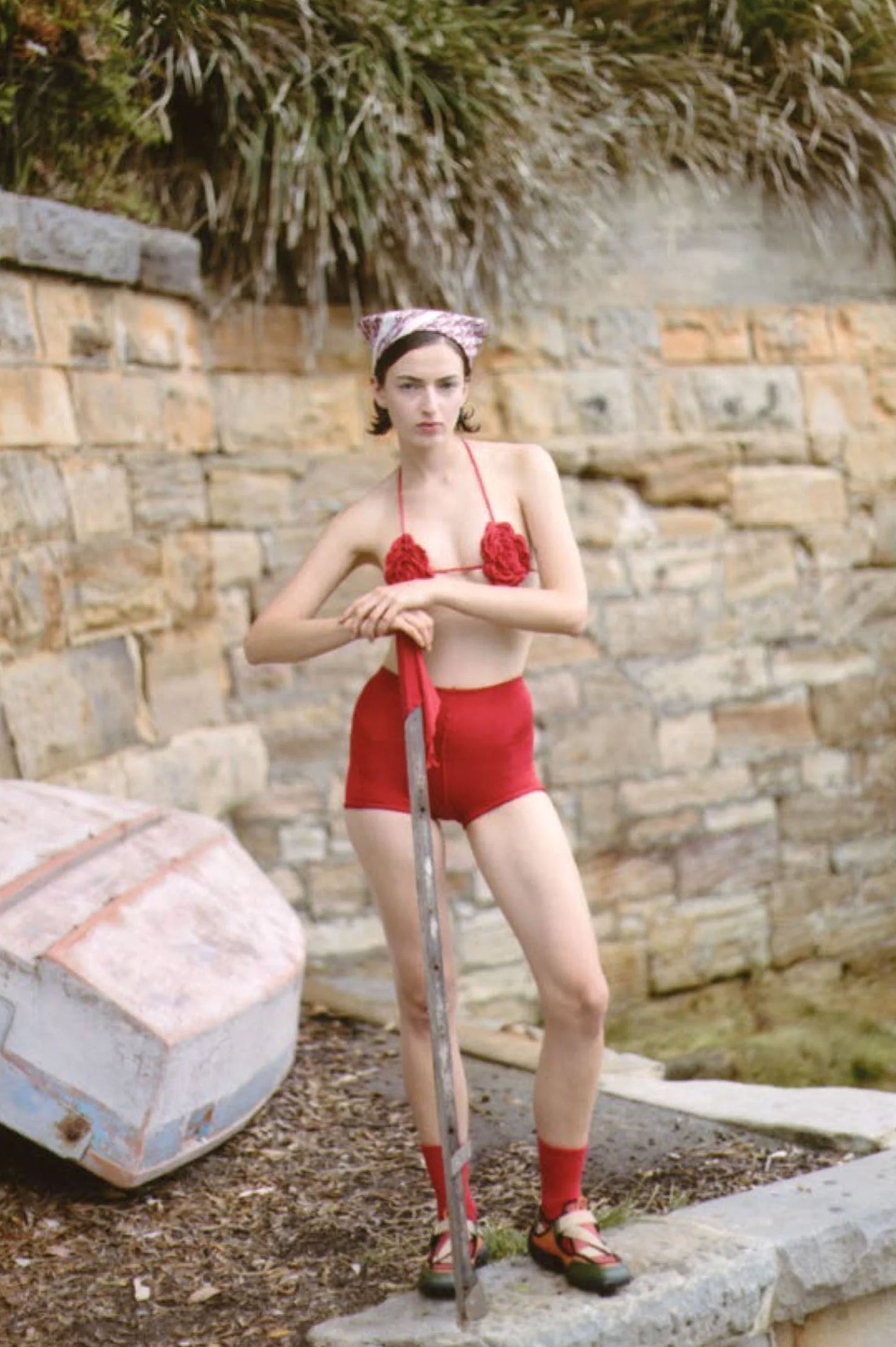 Red Flora Bikini Top