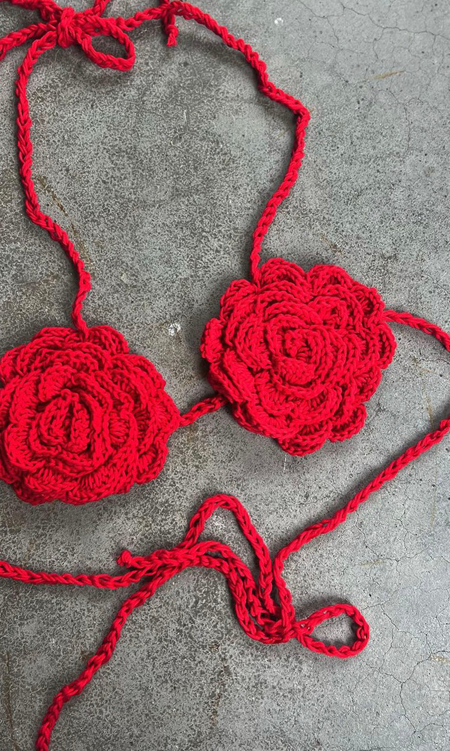 Red Flora Bikini Top