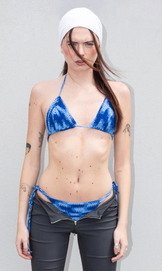 Blue Multi Bikini Top